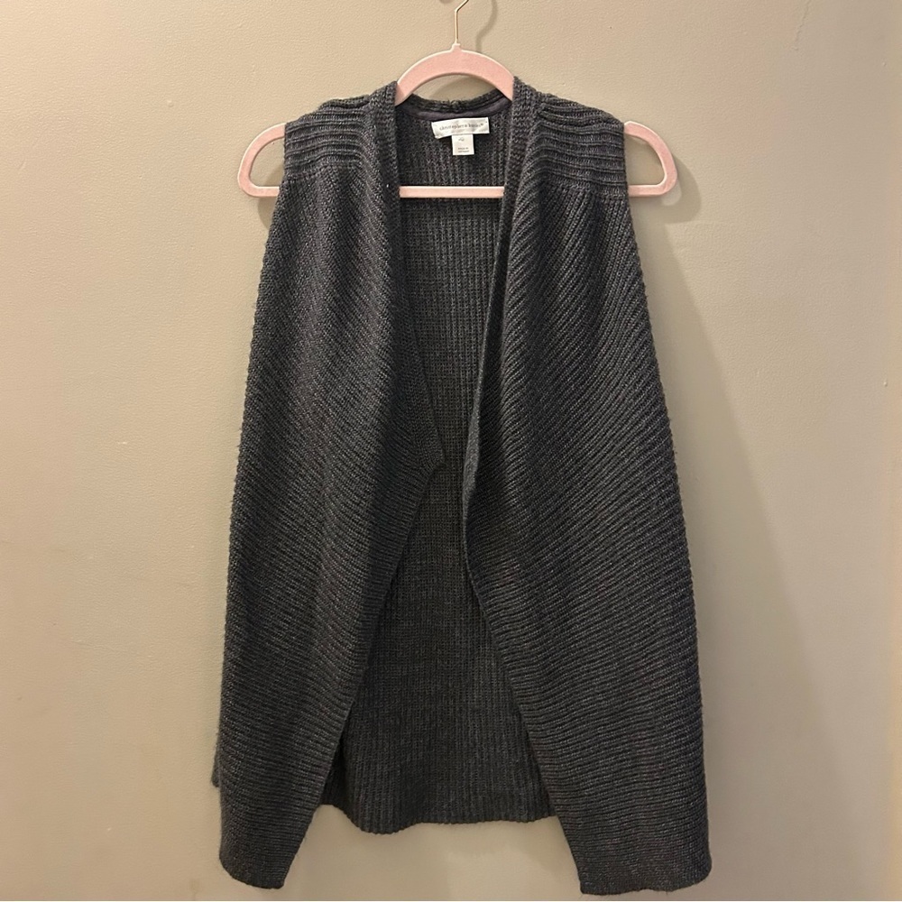 Christopher & Banks Charcoal Open Front Sweater Vest
